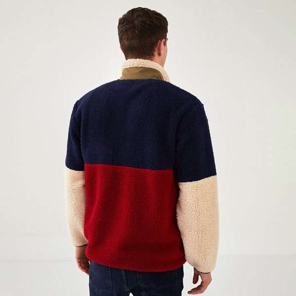 Sherpa Fleece Half Zip Color Block Jacket - Image 2