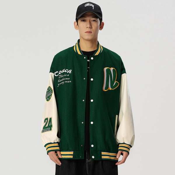 Embroidery Patch Letterman Varsity Baseball Jacket Men - Image 2