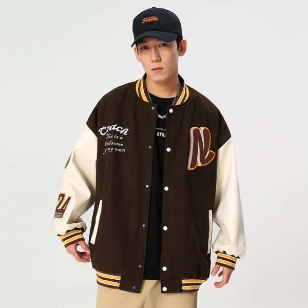 Embroidery Patch Letterman Varsity Baseball Jacket Men - Image 3