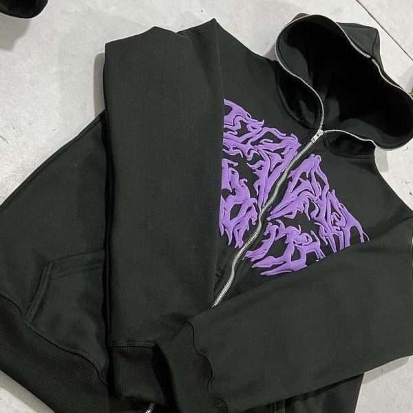 Full Face Zip Up 3d Puff Printing Hoodie - Image 2