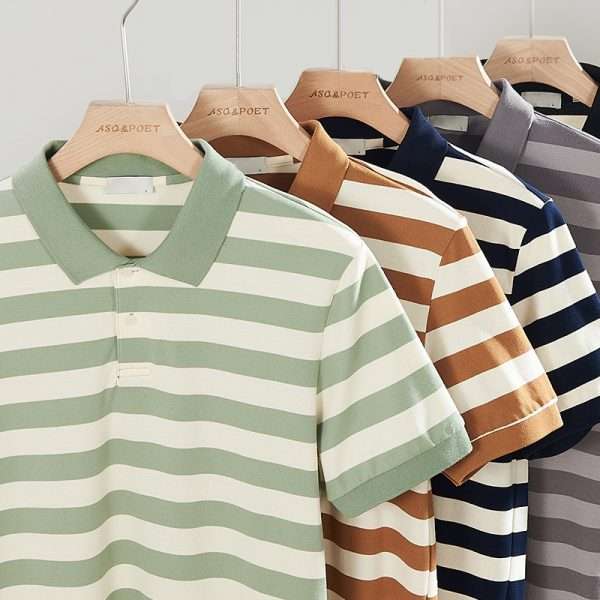 Two Tone Striped Polo Shirt