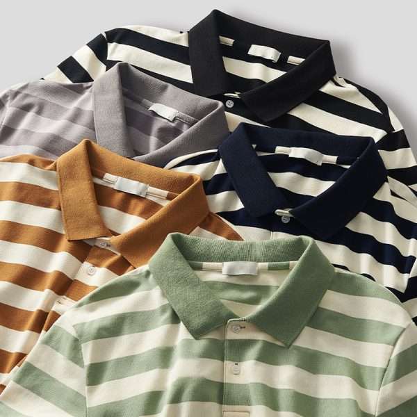 Two Tone Striped Polo Shirt - Image 3