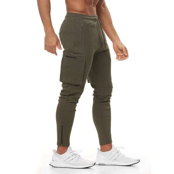 Zipper Leg Opening Sport Fitness Mens Jogging Cargo Pants With Big Side Pockets