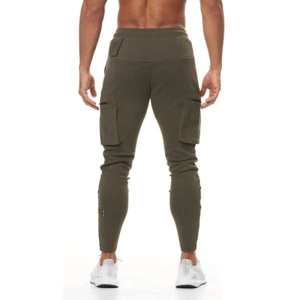 Zipper Leg Opening Sport Fitness Mens Jogging Cargo Pants With Big Side Pockets - Image 2