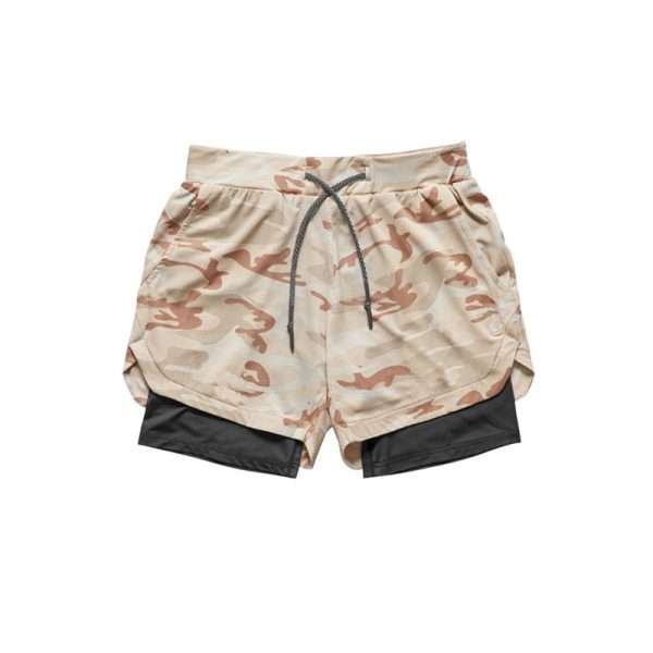 Camouflage Two Layer Athletic Fitness 2 in 1 Hot Shorts