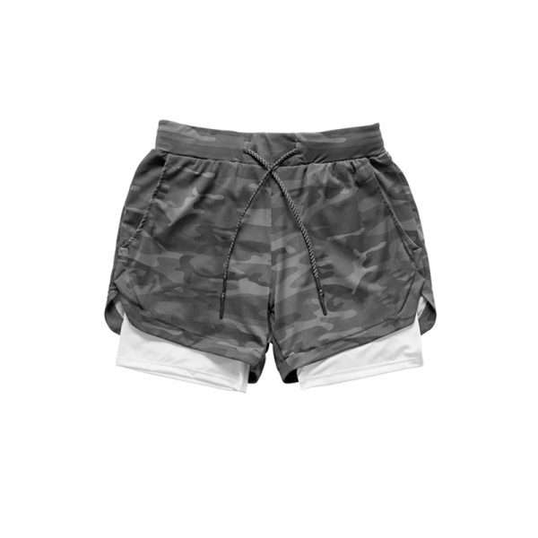 Camouflage Two Layer Athletic Fitness 2 in 1 Hot Shorts - Image 2