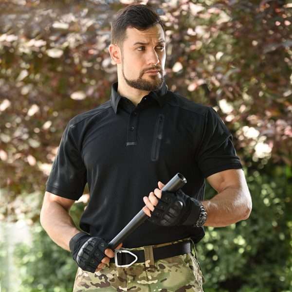 Men Zipper Pocket Tactical Polo Jackets - Image 3