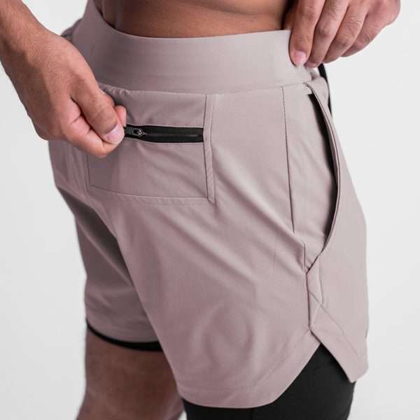 Double Layer 2 In 1 Polyester Sports Mesh Quick Dry Gym Men's Shorts - Image 4