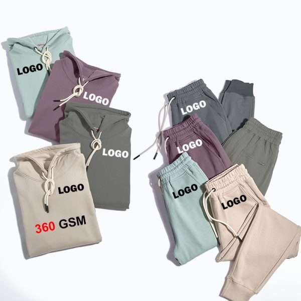 Heavyweight Hoodie Sweatpants 2 Piece Sets 360 Gsm Sweatsuits - Image 2